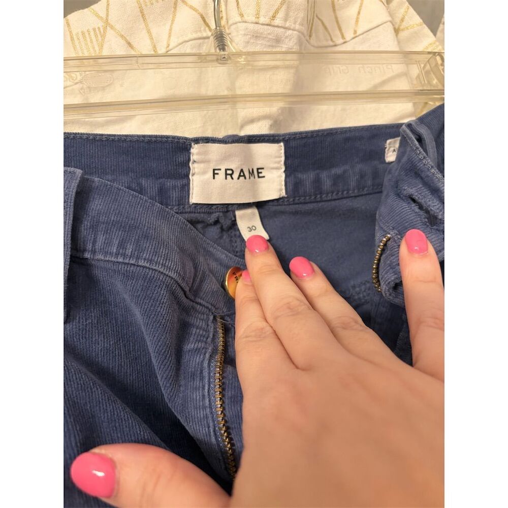 FRAME Women's High Rise Cigarette Corduroy Pants Blue Size 30 - Picture 8 of 12